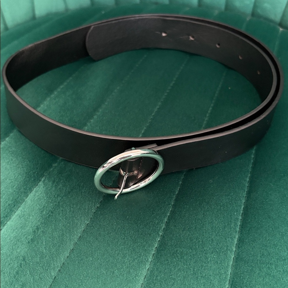 Black Belt Silver O-Ring Buckle Women’s Size XS/S